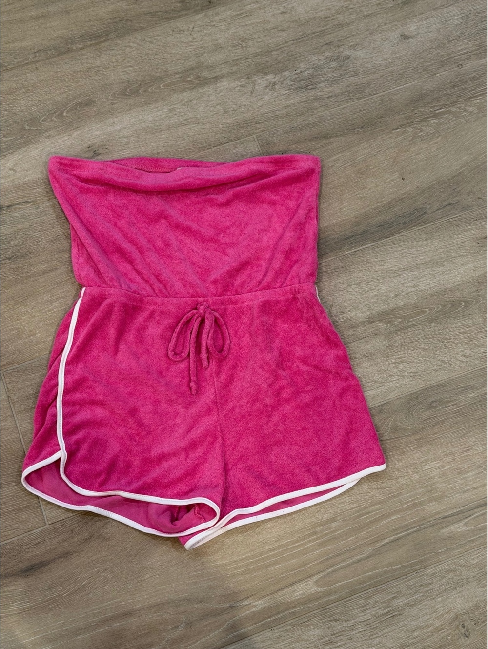 Y2K Hot Pink Terry Cloth Strapless Romper
